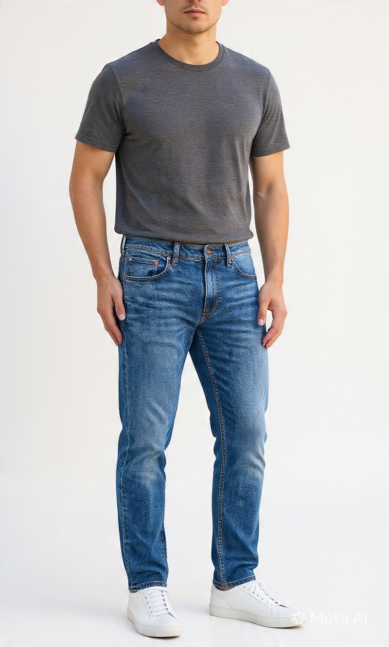 Men Straight Fit Medium Blue Stone Washed Casual Denim Jeans