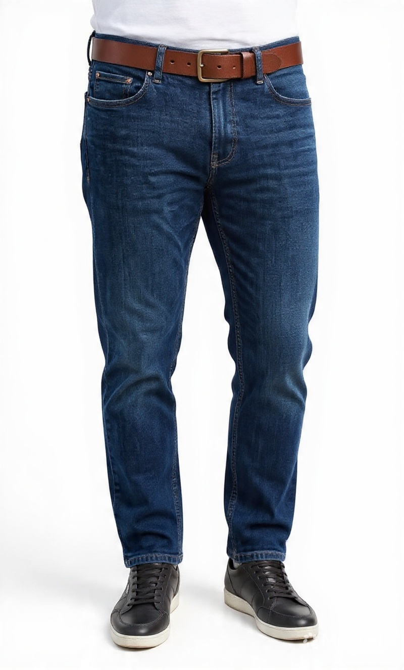 Men Slim Fit Indigo Dark Blue Dark Washed Casual Denim Jeans - Back View
