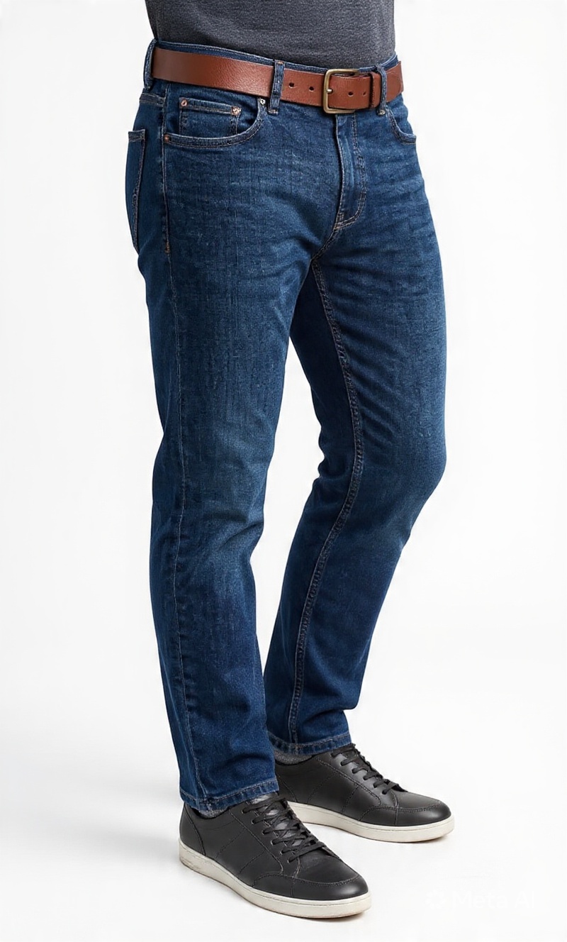 Men Slim Fit Indigo Dark Blue Dark Washed Casual Denim Jeans - Right Side