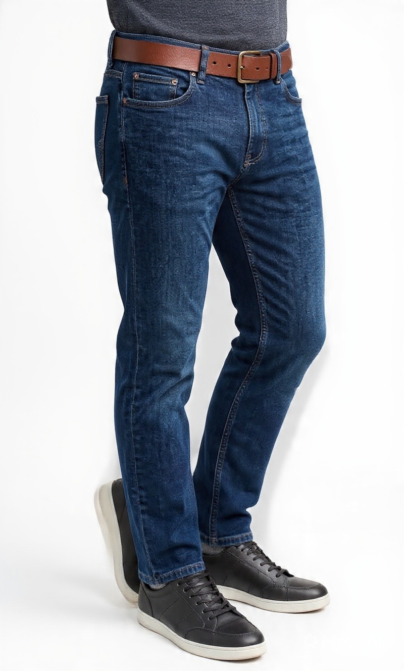 Men Slim Fit Indigo Dark Blue Dark Washed Casual Denim Jeans - Detail View