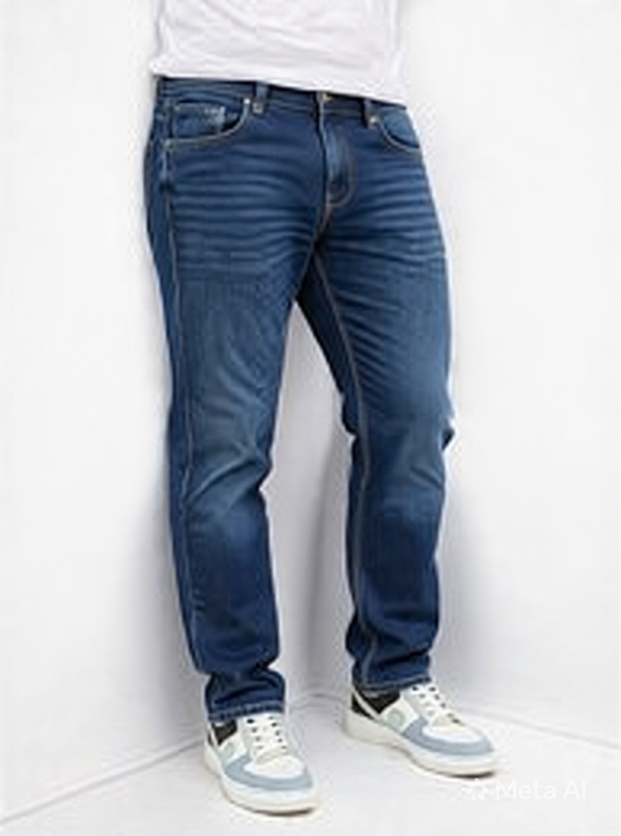 Men Straight Fit Indigo Dark Blue Dark Washed Casual Denim Jeans - Back View