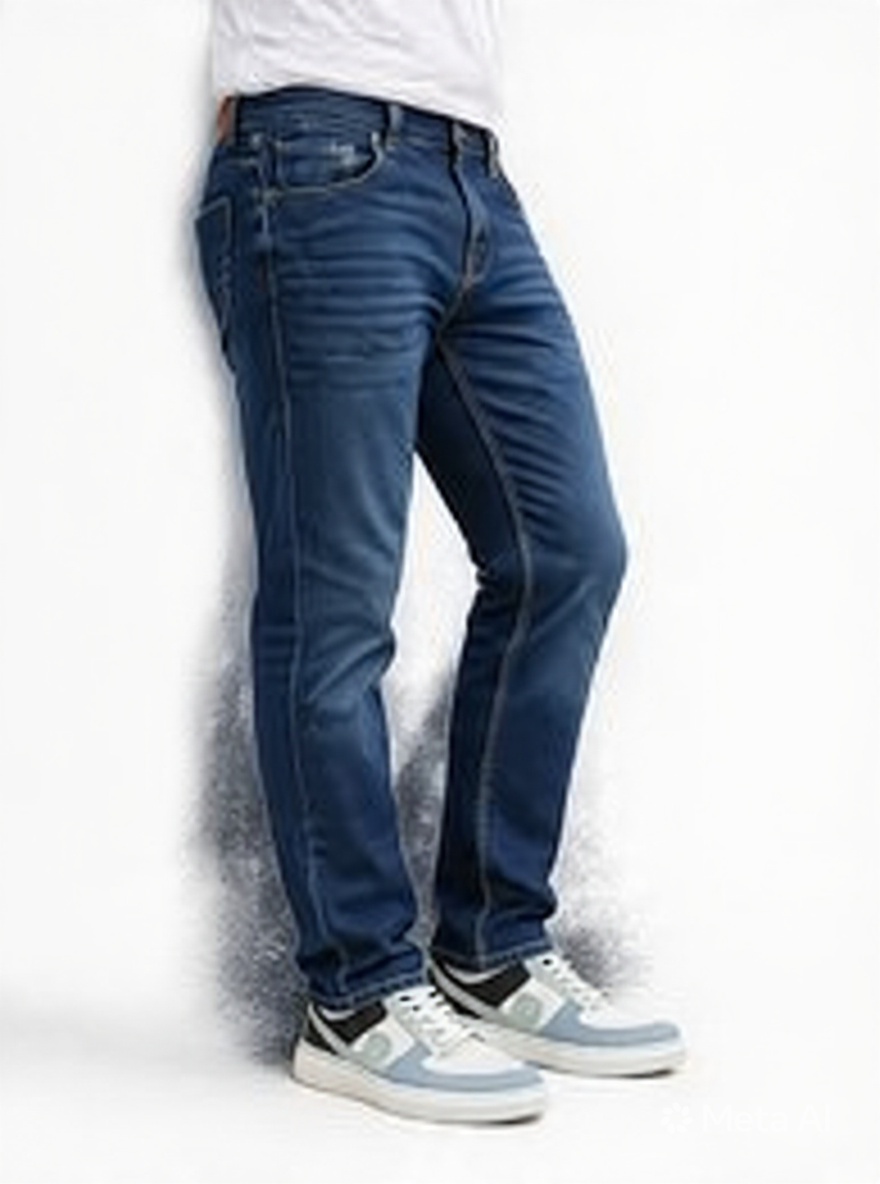 Men Straight Fit Indigo Dark Blue Dark Washed Casual Denim Jeans - Right Side
