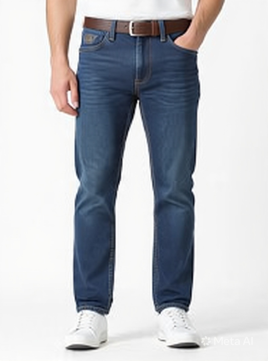 Men Regular Fit Indigo Dark Blue Dark Washed Casual Denim Jeans - Detail View
