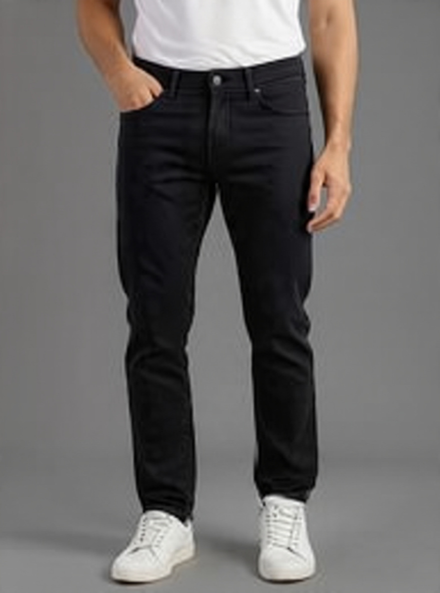 Men Regular Fit Black Casual Denim Jeans blue - Back View