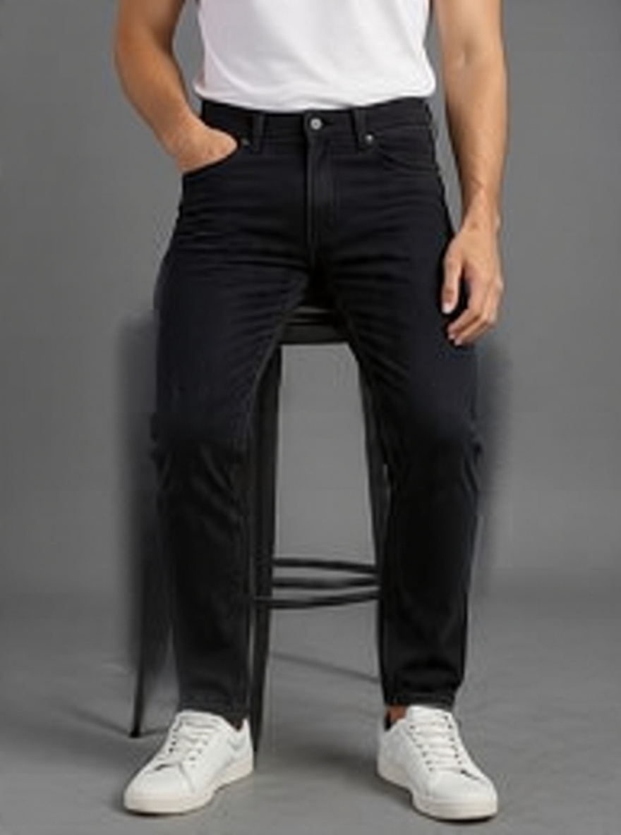 Men Regular Fit Black Casual Denim Jeans - Right Side