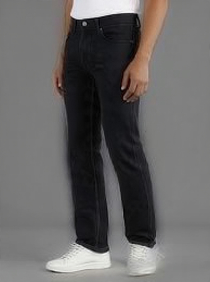 Men Regular Fit Black Casual Denim Jeans - Detail View