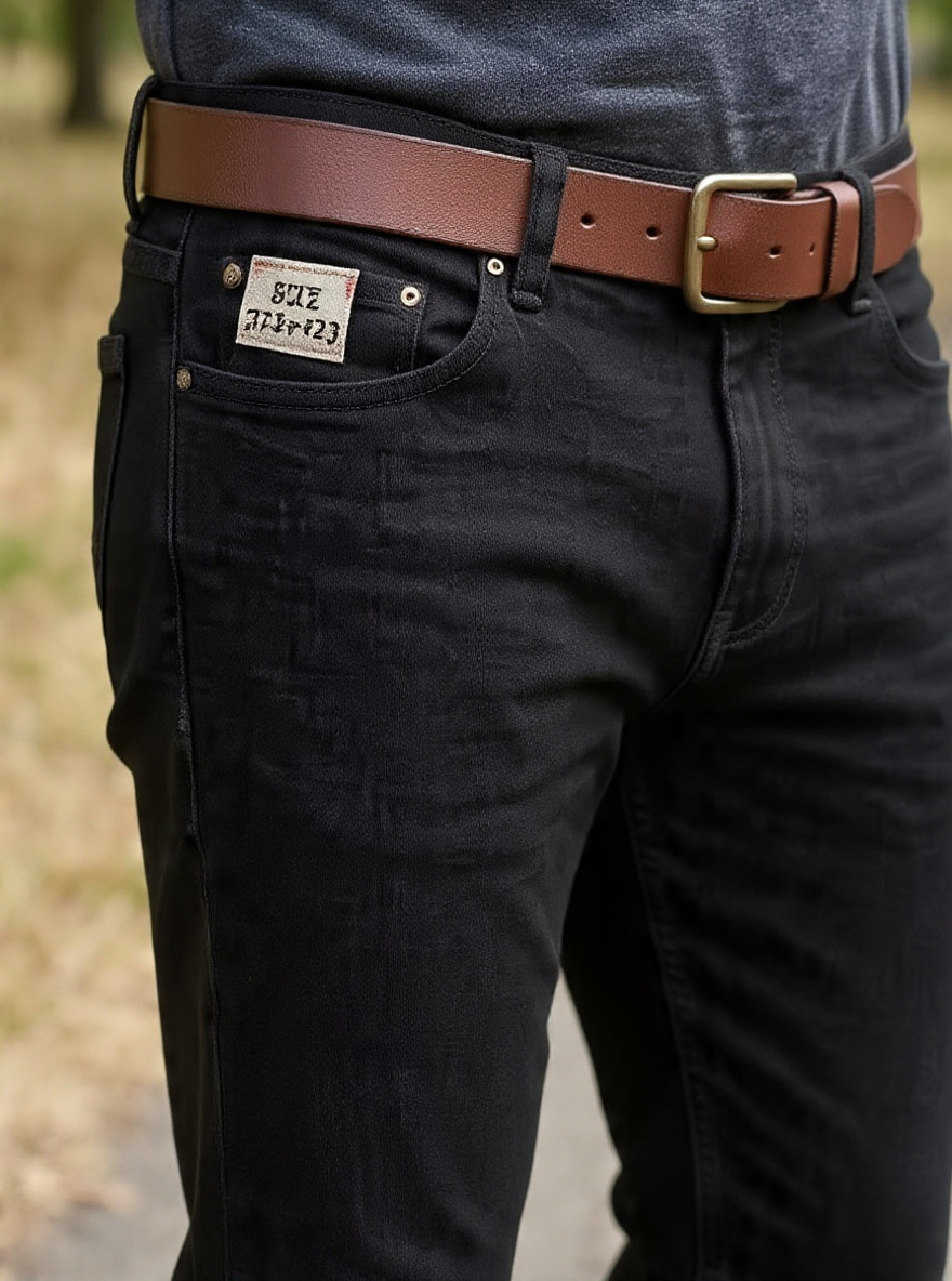 Men Straight Fit Black Casual Denim Jeans - Back View