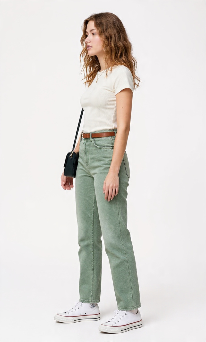 Women Relaxed Fit Olive Green Casual Denim Jeans other - Left Side