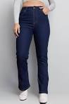 Women High-Rise Regular Fit Straight-Leg Dark Blue Denim Jeans - Front View