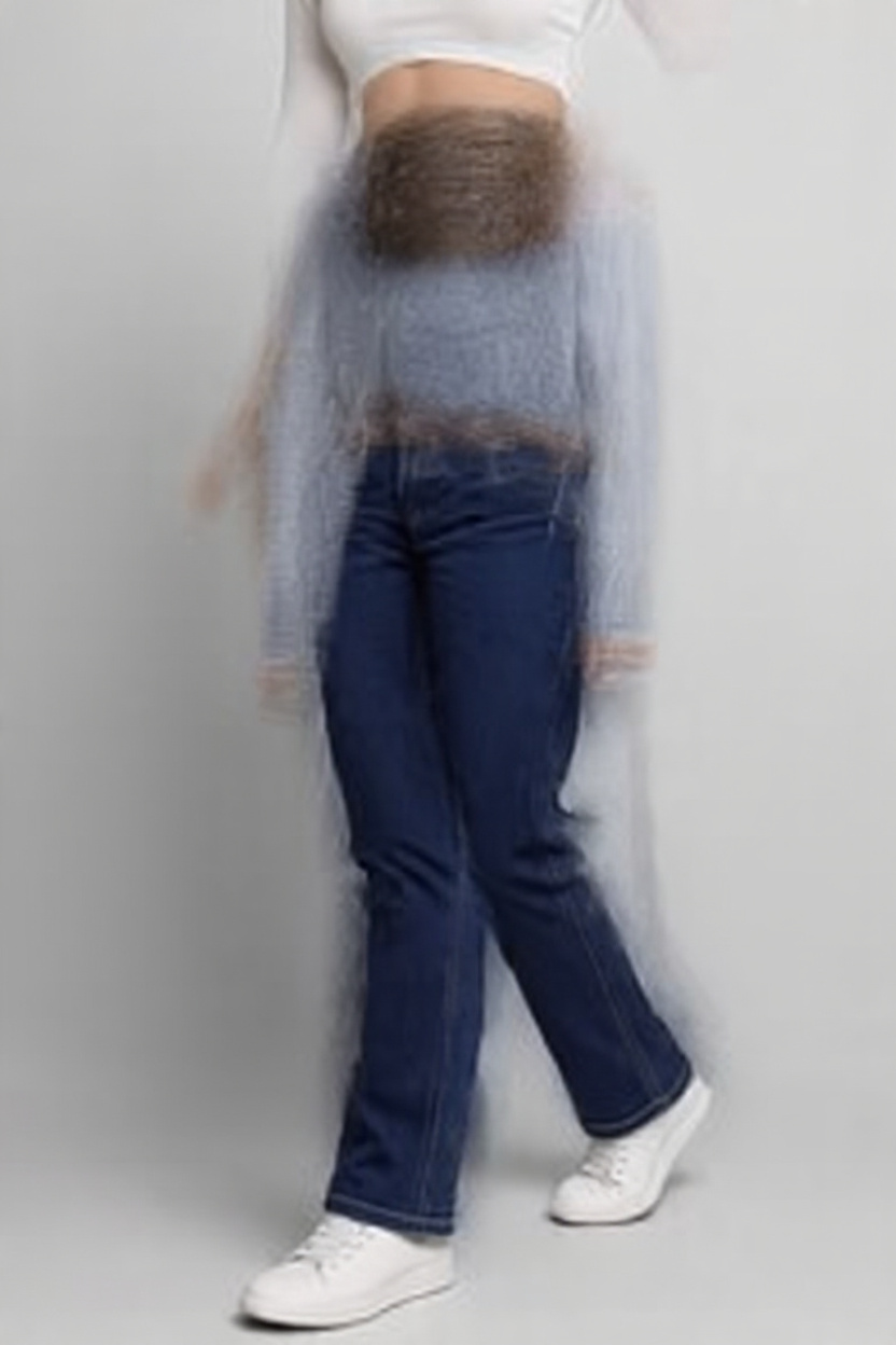 Women High-Rise Regular Fit Straight-Leg Dark Blue Denim Jeans - Back View