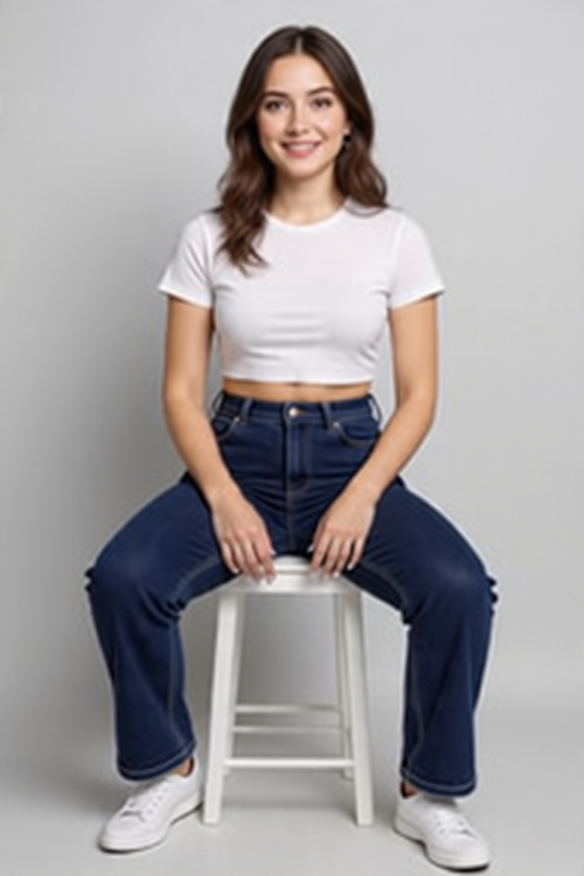 Women High-Rise Regular Fit Straight-Leg Dark Blue Denim Jeans - Right Side