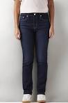 Women High-Rise Regular Fit Straight-Leg Dark Indigo Blue Denim Jeans - Left Side