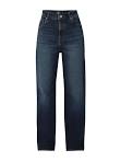Women High-Rise Regular Fit Straight-Leg Dark Indigo Blue Denim Jeans - Right Side
