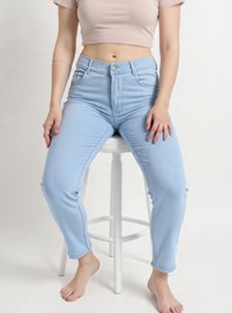 Women Skin Fit Sky Blue Denim Jeans
