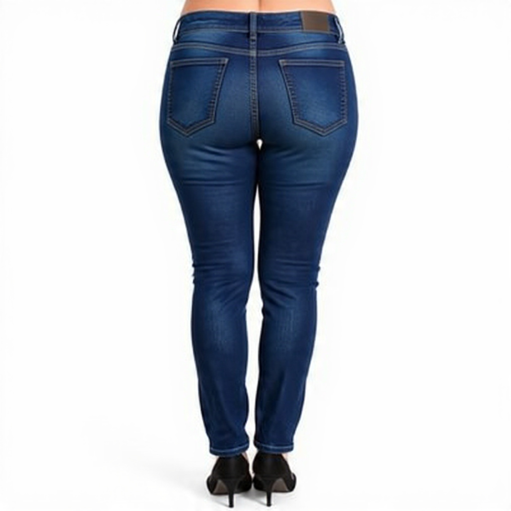 Women Slim Fit Dark Sky Blue Denim Jeans - Left Side