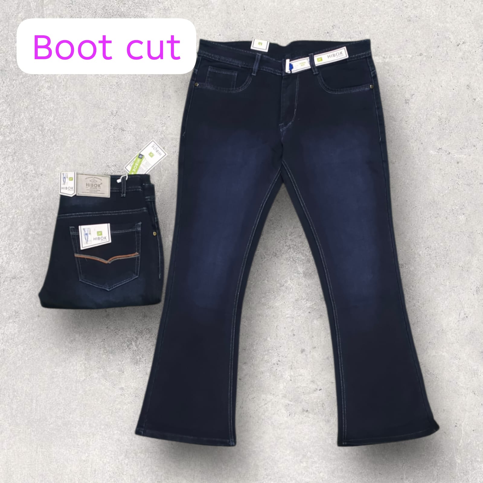 Denim Blue Bootcut Jeans for Men - Detail View